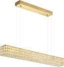 Rectangle Crystal Chandelier Modern Gold Crystal Chandelier Rectangular Pendant Lighting Fixture for Dining Room Kitchen Island Bedroom (L 40") by CozyNest Decor