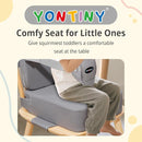 Toddler Booster Seat for Kitchen Chair, 2-in-1 Dining Table Booster Seat with Backrest & Adjustable Straps – Easy-Clean, PU Portable Toddler Eating Travel Increasing Cushion-Light Grey by TinyTreasures Baby Boutique