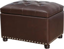 Joveco Leather Storage Ottoman Bench Rectangle 24 Inch Foot Rest Ottomans Stool for Living Room Bedroom(Brown) by CozyNest Decor