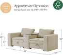 HULALA HOME 88" Loveseat Sofa with USB Port and Console, Oversized 2 Seater Sofa with Storage Ottoman, Comfy Upholstered Loveseat Couch for Living Room Bedroom, FSC Certified, Beige by CozyNest Decor