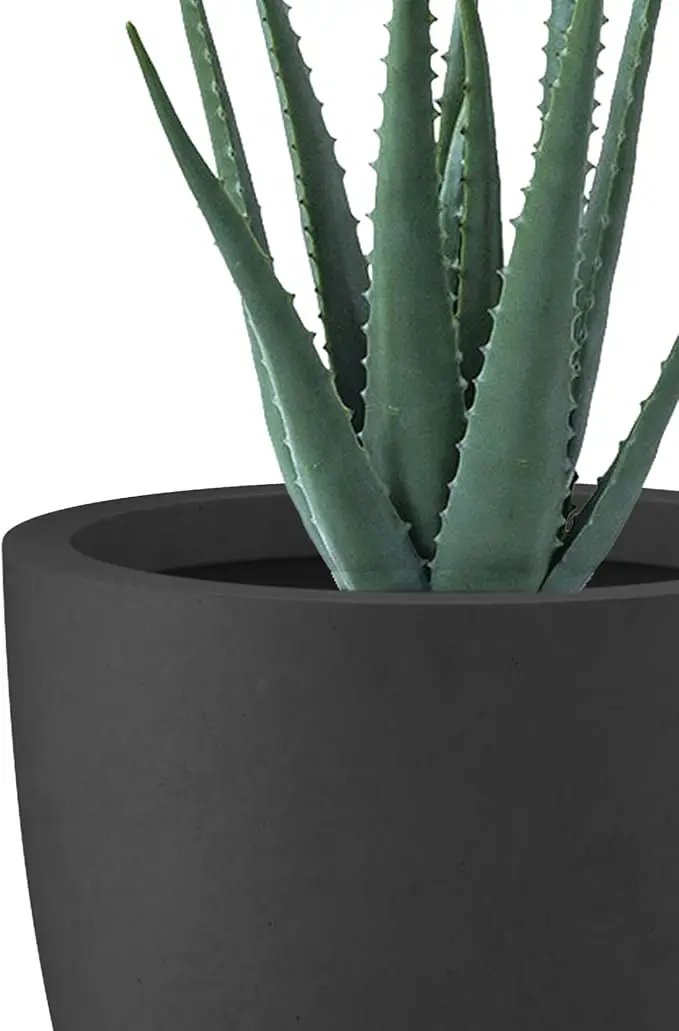 Kante 18",14",10" Dia Concrete Round Planters (Set of 3), Outdoor Indoor Large Planter Pots with Drainage Hole and Rubber Plug for Home Patio Garden, Black, photo 3 of 8