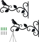 Hanging Plants Bracket 12" Bird Planter Outdoor Hooks Hangers for Flower Baskets Pot Bird Feeder Wind Chimes Lanterns Patio Garden Outdoor Indoor Metal Black, 2 Pack by GreenHaven Gardens