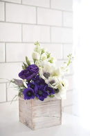 Wooden Planter Box, Rustic Barn Whitewash with Plastic Liner l Garden Decor l Restaurant and Wedding Decorations l Wedding Bouquets, Table Centerpiece (6x6 Set of 2, Whitewash) by GreenHaven Gardens