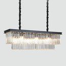 12-Lights Modern Rectangular Crystal Chandeliers Rectangle Contemporary Linear Pendant Ceiling Light Fixture for Kitchen Island Dining Room Bar, Black 47 Inch by CozyNest Decor