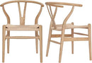 Tomile Solid Wood Wishbone Chair Y Chair Mid-Century Armrest Dining Chair, Hemp Seat (Ash Natural, Pack of 2) by CozyNest Decor
