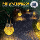 Solar Crackle Glass Hanging Lanterns, 5.5 in Height, IP65 Waterproof, 30 LED Lights, 2-Pack, Warm White by GreenHaven Gardens
