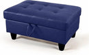 Ottoman Rectangular Storage Ottoman Bench, Faux Leather Footrest, Coffee Table, Stool Footstool with Hinged Lid for Living Room, Bedroom, Entryway, Blue, 35"x23.5"x17.5" by CozyNest Decor