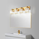 Modern Vanity Light 4-Lights Modern Gold Brushed Brass Finish Crystal Wall Light Bathroom Vanity Light Fixtures by CozyNest Decor