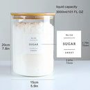 Large Glass Flour and Sugar Containers Jars with Bamboo Airtight Lid - 100 Fl Oz (3000ml) with Kitchen 42 Pantry Labels for Dry Food, Flour, Pasta, Cereal by CozyNest Decor