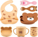 Silicone Baby Feeding Set 7 Pcs, Baby Led Weaning Supplies, Baby Feeding Supplies Set BPA Free, Baby Essentials for Newborn Gift Bear by TinyTreasures Baby Boutique