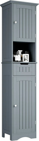 ChooChoo 67" Tall Bathroom Storage Cabinet Freestanding with Adjustable Shelves, Narrow Storage Linen Cabinet with 2 Doors and 1 Drawers for Bathroom, Living Room, Kitchen, Grey by CozyNest Decor