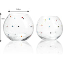 Polka Dot Set of 2 Stemless Bubble Wine Glasses 18 oz