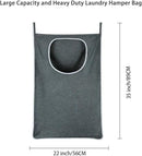 XL Large Hanging Laundry Bag with Hanging Hooks, Over the Door Laundry Bag and Hanging Laundry Hamper with Zipper, Hanging Storage Bag for Laundry, Toys, Towels, 36x 22 Inch,Grey. by CozyNest Decor