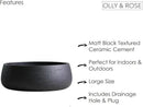 Olly & Rose Copenhagen Large Ceramic Planter Bowl Shallow Plant Pot - Matt Black Flower Pot Indoor and Outdoor Garden Décor… by GreenHaven Gardens