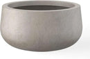 Kante 15.7" Dia Round Concrete Planter, Outdoor Indoor Garden Plant Pots with Drainage Hole and Rubber Plug, Modern Curvaceous Design, Weathered Concrete by GreenHaven Gardens