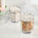 2 Pack Qtip Holder Dispenser White Marble Gold Line Bathroom Storage Canister Lid Acrylic Plastic Apothecary Jar Set Vanity Makeup Organizer for Cotton Swabs/Pads/Floss by CozyNest Decor