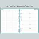 Daily Planner Undated - A4 To Do List Notebook Hourly Schedules, Spiral Appointment Planner for Women and Men,PVC Hardcover, Inner Pocket, Elastic Closure, 8.5" x 11", Teal by TinyTreasures Baby Boutique