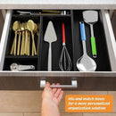 Black Bamboo Drawer Organizer - Silverware&Utensil Holder Organizer for Kitchen Drawers, Multi-Use Drawer Dividers Boxes for Bathroom Counter，Cabinet, Garage, Office Desk, Makeup, Jewelry (15"6"2.5") by CozyNest Decor