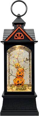 Halloween Snow Globe Lantern with 6 Hour Timer,Halloween Decorations Indoor for Home,Halloween Decor,USB or Battery Powered for Halloween Lanterns,Halloween Pumpkin Lantern by CozyNest Decor