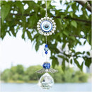 Handmade Crystal Angel Suncatcher Hanging Turkish Blue Evil Eye Protection Pendant and Good Luck Charm Gift by GreenHaven Gardens
