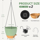 ZMTECH 12 Inch Hanging Planters for Indoor Outdoor Plants, 2 Pack Self Watering Hanging Plant Pots with Drainage Hole, Visual Reservoir, Plastic Flower Hanging Pots with Watering Lip (Green) by CozyNest Decor