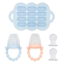 WeeSprout Silicone Baby Food Feeders + Freezer Tray for Batch Prep, Set of 2, Introduce New Foods Safely, Double as Teething Toys, Includes 2 Extra Pouches & Travel Lids, Dishwasher Safe by TinyTreasures Baby Boutique