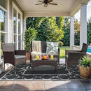 GENIMO Outdoor Rug Waterproof for Patio Decor, 6'x9' Reversible Plastic Straw Rug Carpet, Camping Mats for Outdoor, RV, Backyard, Deck, Balcony, Picnic, Black & Grey by CozyNest Decor