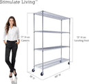 60"x18"x72" Prime Heavy Duty Chrome 4-Tier Wire Shelving NSF 3200 LBS MAX Capacity Storage Rack for Commercial, Hospital, School, Garage, and Kitchen Uses (with Wheels) by CozyNest Decor