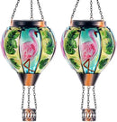 Starsoul 2 PC Flamingo Hot Air Balloon Solar Lantern with Flame Glass Outdoor Hanging Hot Air Balloon Solar Light Waterproof Garden Patio Yard Party Decorations by GreenHaven Gardens