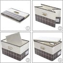 PRANDOM Large Collapsible Storage Bins with Lids [3-Pack] Fabric Foldable Storage Boxes Organizer Containers Baskets Cube with Cover for Home Bedroom Closet Office Gray plaid & Cream(17.7x11.8x11.8) by TinyTreasures Baby Boutique