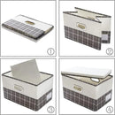 PRANDOM Large Collapsible Storage Bins with Lids [3-Pack] Fabric Foldable Storage Boxes Organizer Containers Baskets Cube with Cover for Home Bedroom Closet Office Gray plaid & Cream(17.7x11.8x11.8) by CozyNest Decor