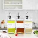 Olive Oil Dispenser Bottle for Kitchen, 3 Pack Glass Oil and Vinegar Dispenser Set, Elegant Book Design, Durable, Leak-Proof, Easy-Pour Spouts, Perfect for Kitchen, Dining Table (17oz) by CozyNest Decor