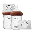 Natural Glass Baby Bottle for Breastfeeding Babies, 5.4oz Anti-Colic Baby Bottle with Natural Response Nipple(S), Clear, Wide Neck, 2 Pack, 1 Months+ by TinyTreasures Baby Boutique