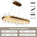 37.4" Natural Spanish Alabaster Rectangle Chandelier, Adjustable Luxury Ceiling Light for Dining Room Over Table, Kitchen Island, Modern Marble Chandeliers for Bedroom, Foyer, Entryway by CozyNest Decor