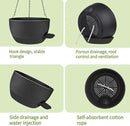 2 Pack Hanging Planters for Indoor Outdoor Plants, 12 Inch Self Watering Hanging Pot with Drainage Holes and Saucer, Plastic Plant Pots, Black Flower Pots for Kitchen, Balcony, Garden by CozyNest Decor