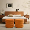 ONEVOG Round Storage Ottoman, 20" Small Ottomans Table with Removable Lid, Velvet Fabric Soft Footrest Stools for Couch, Upholstered Stuffed Circle Seat for Living Room/Bedroom/Dorm/Vanity, Orange by CozyNest Decor