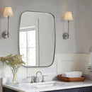 ANDY STAR Brushed Nickel Mirror, 28x36 Inch Stainless Steel Metal Frame Oblong Bathroom Mirror for Vanity, 1’’ Deep Wall Mounted Vertically/Horizontal by CozyNest Decor