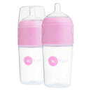 PopYum 9 oz Pink Anti-Colic Formula Making/Mixing/Dispenser Baby Bottles, 2-Pack with