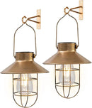 pearlstar Solar Lanterns Outdoor Metal Solar Powered Hanging Lights Waterproof for Barn Wall Yard Garden Patio Garage Balcony Porch Fence Decor, Warm White Edison Bulb (Copper-2pack) by GreenHaven Gardens