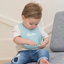 Baby Bib for Eating by Bella Tunno, Set of 2 Waterproof Silicone Bibs with Large Food Catcher, Adjustable Fit for Babies 4-12 months & Toddlers 1-3 Years, Boys & Girls, Dude & Mr Nice Guy by TinyTreasures Baby Boutique