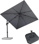 PURPLE LEAF 8.8' X 8.8' Left-right Tilt Patio Umbrella with Base Outdoor Cantilever Swivel Square Umbrella Aluminum Offset Umbrella with 360-degree Rotation for Garden Deck Pool Patio Light Grey by GreenHaven Gardens