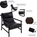 Kmax Modern Sling Accent Chairs Set of 2 Upholstered PU Leather Living Room Chairs Solid Wood Frame Arm Chairs Comfy Lounge Chairsfor Bedroom, Reading Room, Black by CozyNest Decor