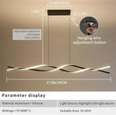 Modern Ceiling Chandelier Light, Acrylic Anti Flicker Pendant Lamp with Remote Control Dimmable 3 Color Mode & Brightness (Warm Cool Neutral Light) for Kitchen Bar Walnut 57in by CozyNest Decor