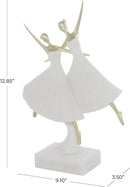 Deco 79 Polystone Dancer Decorative Sculpture Ballet Home Decor Statue with Gold Accents, Accent Figurine 9" x 4" x 13", Cream by CozyNest Decor