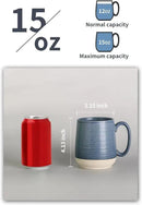 Hasense Ceramic Large Coffee Mugs Set of 4-15 Ounce Porcelain Coffee Cups Set with Handle Perfect for Tea, Cocoa, Latte, Milk and Cappuccino, Modern Tea Cups Set for Man and Woman, Dark Blue by CozyNest Decor