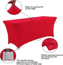 IVAPUPU 2 Pack 8FT Table Cloth for Rectangular Fitted Events Stretch Red Table Covers Washable Cover Spandex Tablecloth Protector for Party, Wedding, Cocktail, Banquet, Festival by CozyNest Decor