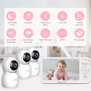 6" Big Screen No WiFi Baby Monitor with 3 Cameras, 1000ft Long Range, 2-Way Talk, 8 Lullabies, ECO Mode, Infrared Night Vision, 150 Languages, Perfect Baby Shower,Baby Register Gift by TinyTreasures Baby Boutique