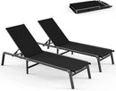 Pool Lounge Chairs Set of 2, Foldable Aluminum Chaise Lounge Outdoor with 5 Positions Recliner - Free Assembly - Patio Chaise Lounge Chair for Poolside, Beach, Yard (Black, 2 Pack) by GreenHaven Gardens