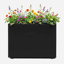 IDZO Metal Planter Box, Privacy Trough for Patio, Rectangle Container for Outdoor Plants, Tall Large Rectangular Steel Bed for Outdoor Greens with Drainage Holes & Adjustable Feet, Black by CozyNest Decor