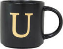 COLLECTIVE HOME - Monogram Ceramic Mugs, 15 oz Golden Initial Black Coffee Cups, Elegant Alphabet Tea Mugs, Elegant Personalized Mug with Gift Box, Unique Mug with Double Side Capital Lette (U) by CozyNest Decor